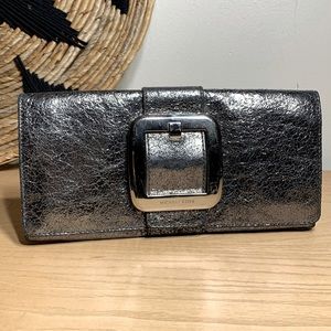 Michael Kors Studio Clutch Metallic Leather